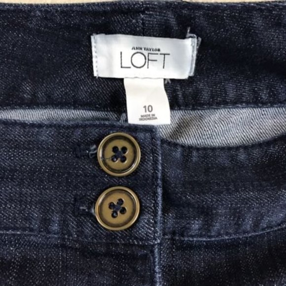 Ann Taylor LOFT Dark Wash Denim 70s Inspired Front Pocket Wide Leg Jeans Size 10 - Picture 7 of 7